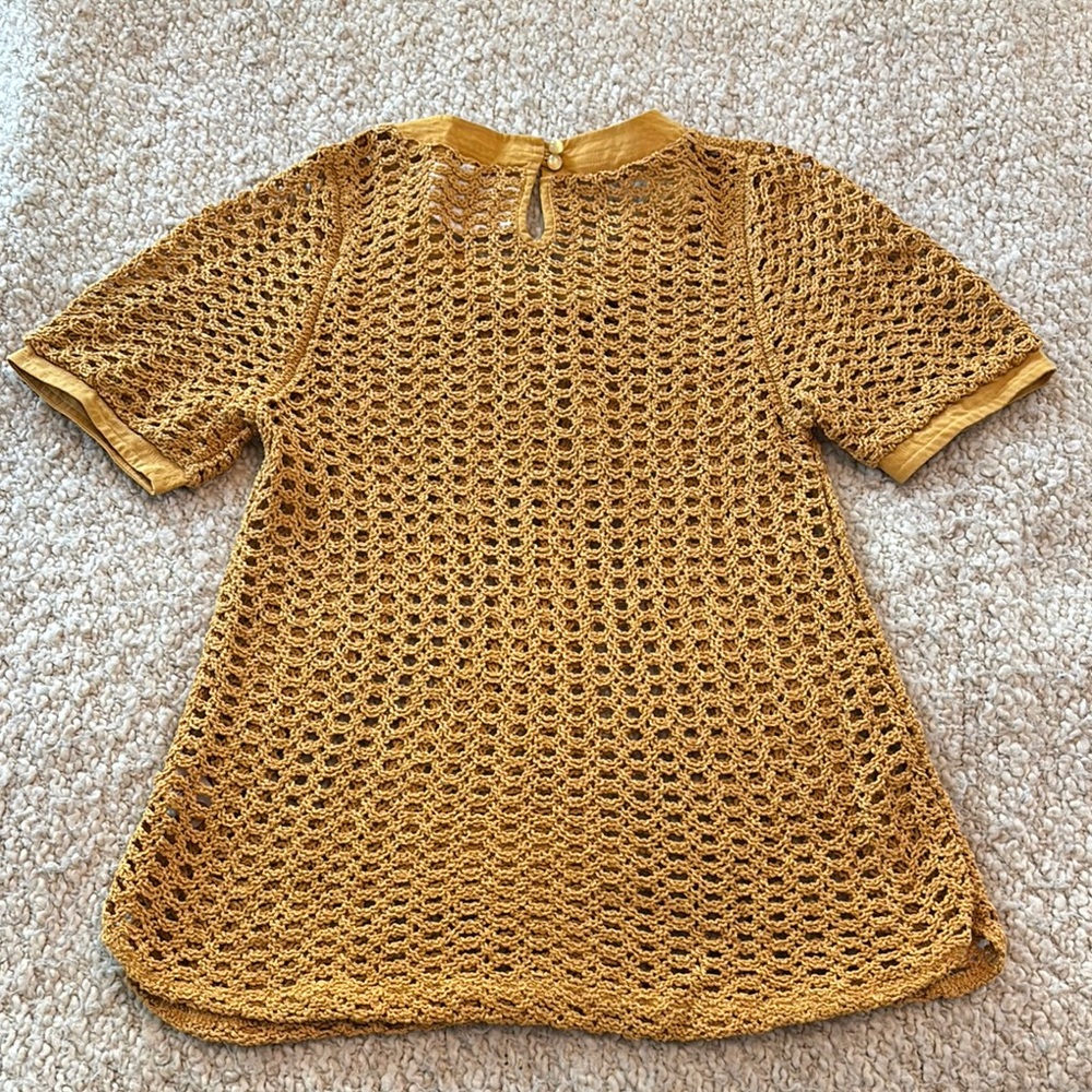 Anthropology Golden Yellow Crochet Blouse size small - Picture 4 of 5